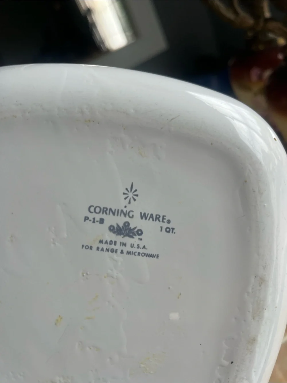 Vintage Corningware white Ceramic Floral-Accent Baking Dish - Blue Floral